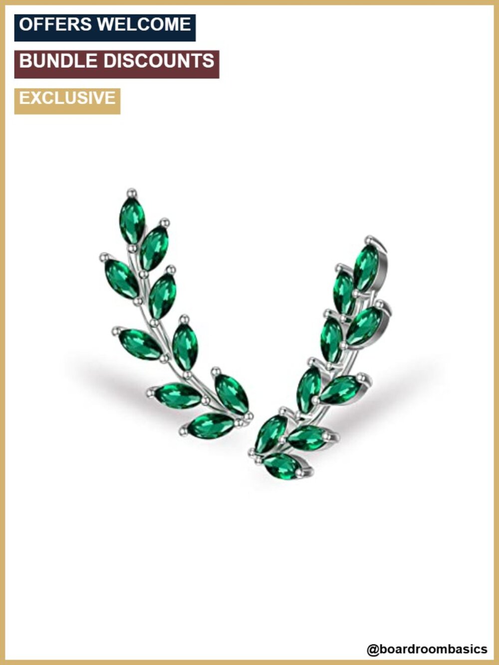 925 Sterling Silver Emerald Climber Earrings Christmas Jewelry Gift for Women